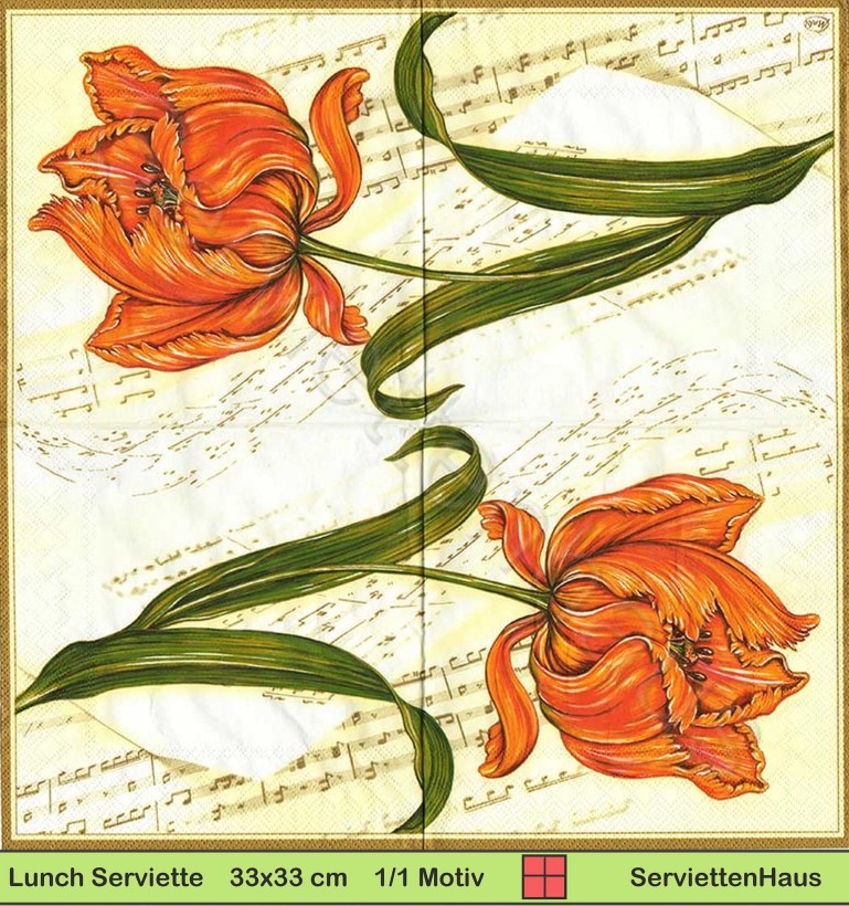 Tulpe auf Noten - 1 Lunch Serviette